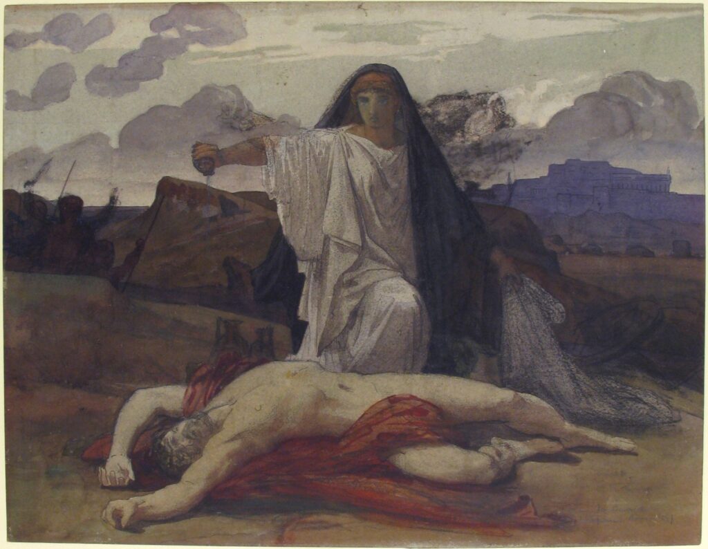 "Antigone Gives Token Burial to the Body of Her Brother Polynices" by Jules-Eugène Lenepveu